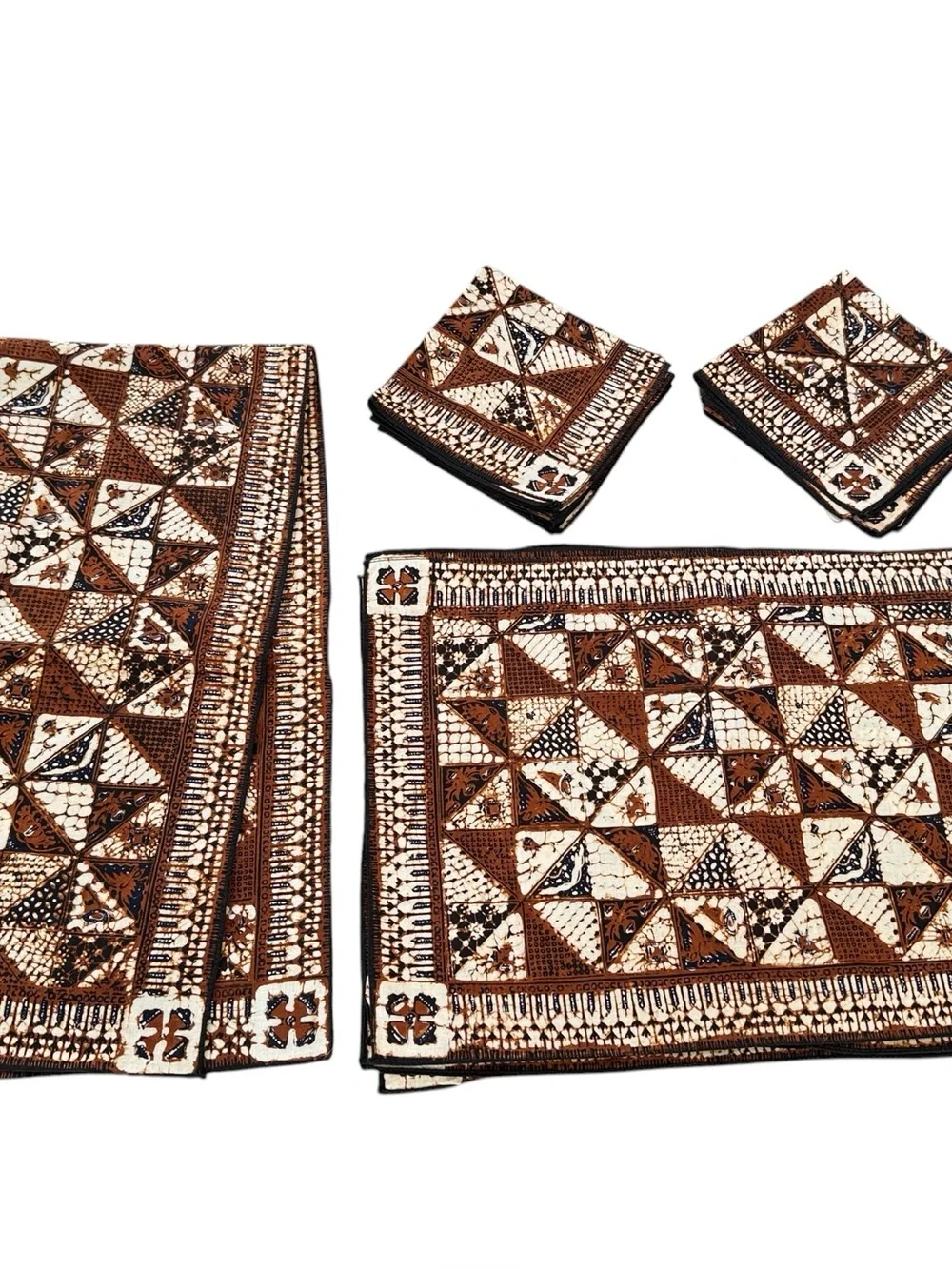 Batik Print Table Linen Set 13 Pc 1 Runner 6 Placemats 6 Napkins